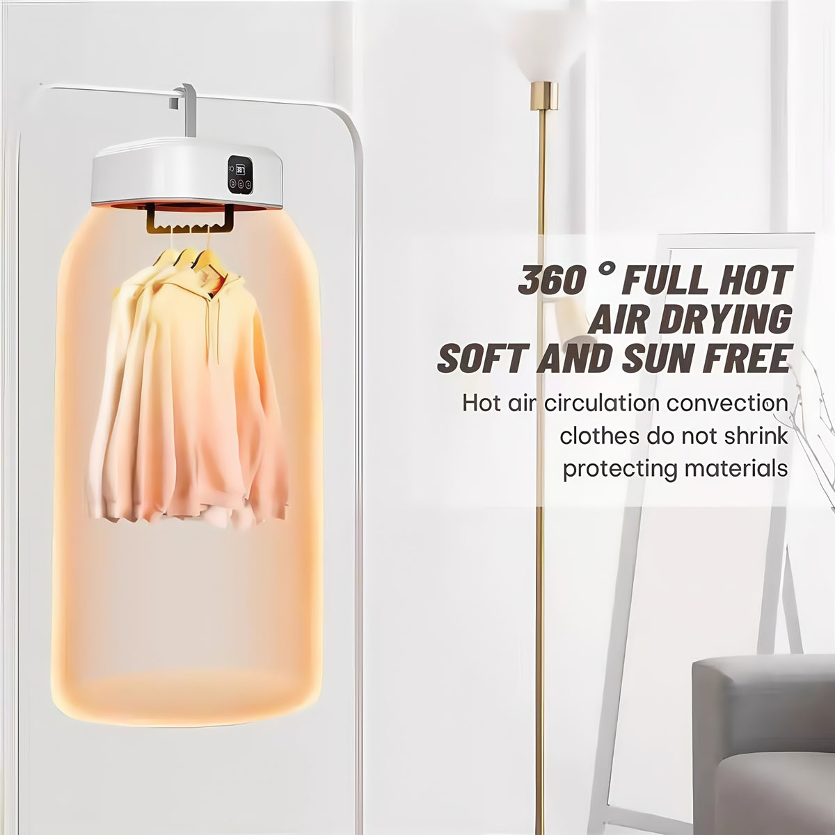 JKUOO Plug-in Folding Clothes Dryer | 550W High Power, Simulation of Sunlight, Natural Drying, Intelligent Touch Screen, Fast Drying, Dual Mode, Easy Operation, Space Saving, Suitable for Autumn and Winter Season, Wet Season Use, New Year Gift