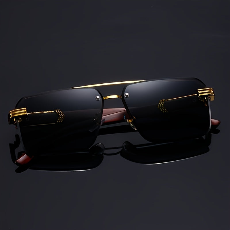 3pcs Retro Golden Fashion Glasses for Women & Men - Elegant Wood Grain Frame, Decorative Square Lenses, Plastic Hinges, Perfect for Parties, Photoshoots & Casual Wear, Party Eyewear, Classic Eyewear, Durable Eyeglasses