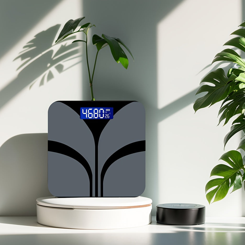 1pc Elegant Black Digital Scale with LCD Display - Measures Weight, Temperature & Body Fat Percentage, Modern Bathroom Design, AAA Battery Powered (Not Included), Bathroom Scale|Minimalist Scale|Digital Weight Scale
