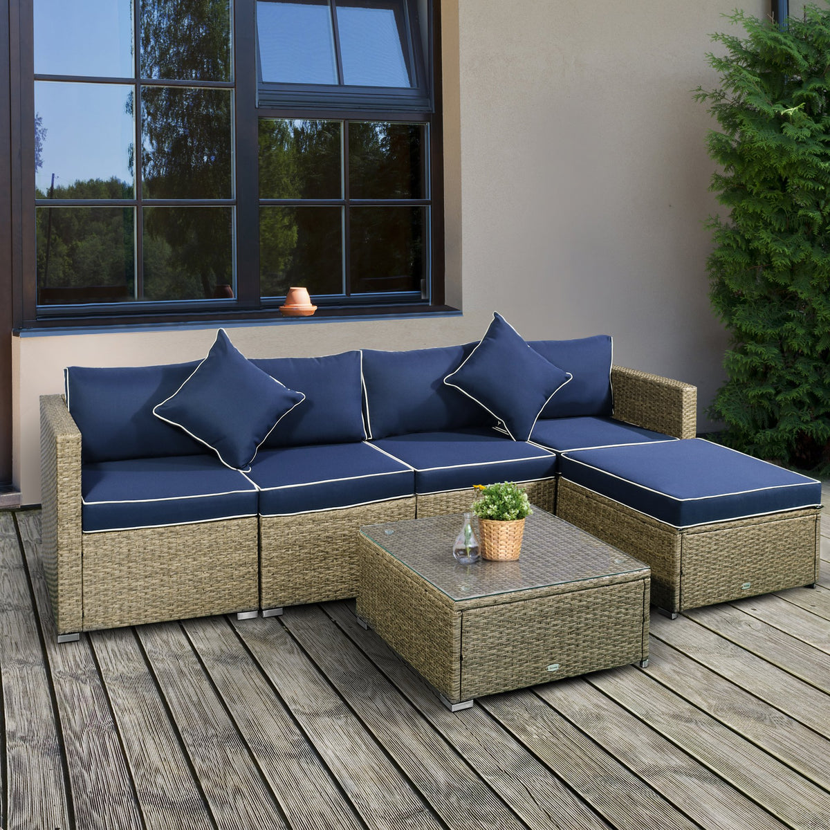 Outsunny 6 PCS Outdoor Rattan Sofa Furniture Infinite Options & Pure