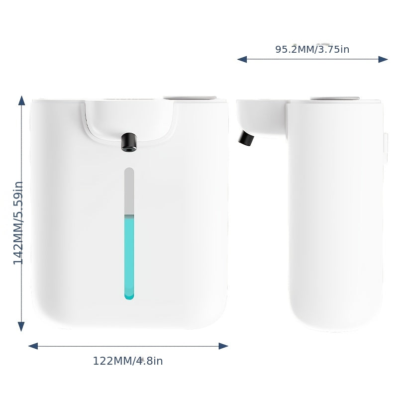 1pc USB Rechargeable Automatic Soap Dispenser with Touchless Operation, Digital Display & Auto Shut-Off - Phthalate-Free Plastic, 500mAh Lithium Battery, White Modern Design with Black Control Panel - Wall-Mountable for Kitchen, Bathroom, Shower, Bathtub