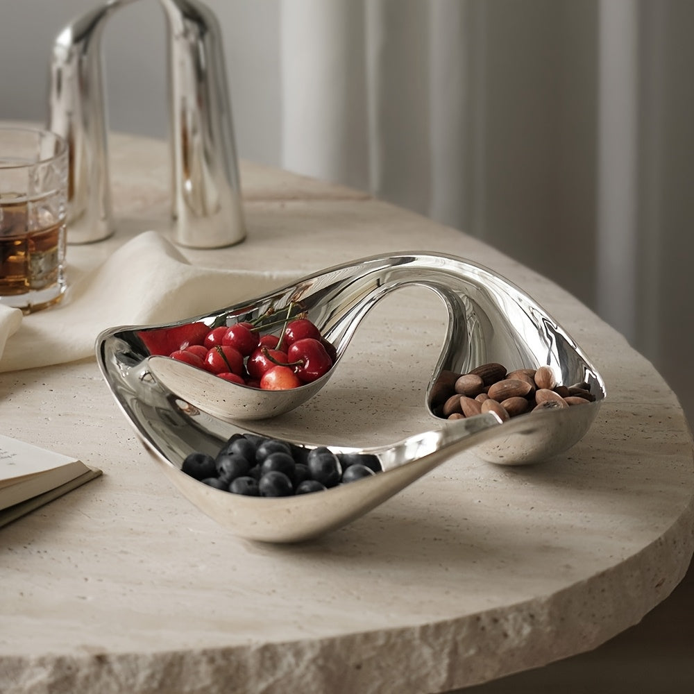 1pc High-Quality Silvery Stainless Steel Candy Dish, Suitable for Kitchen, Living Room, Restaurant Appetizer Dish, Snack Bowl Multi-functional Snack Plate, Nut, Candy, Salad, Fruit, Snack Multi-functional Plate, Can Be Used for Food Contact, Christmas, H