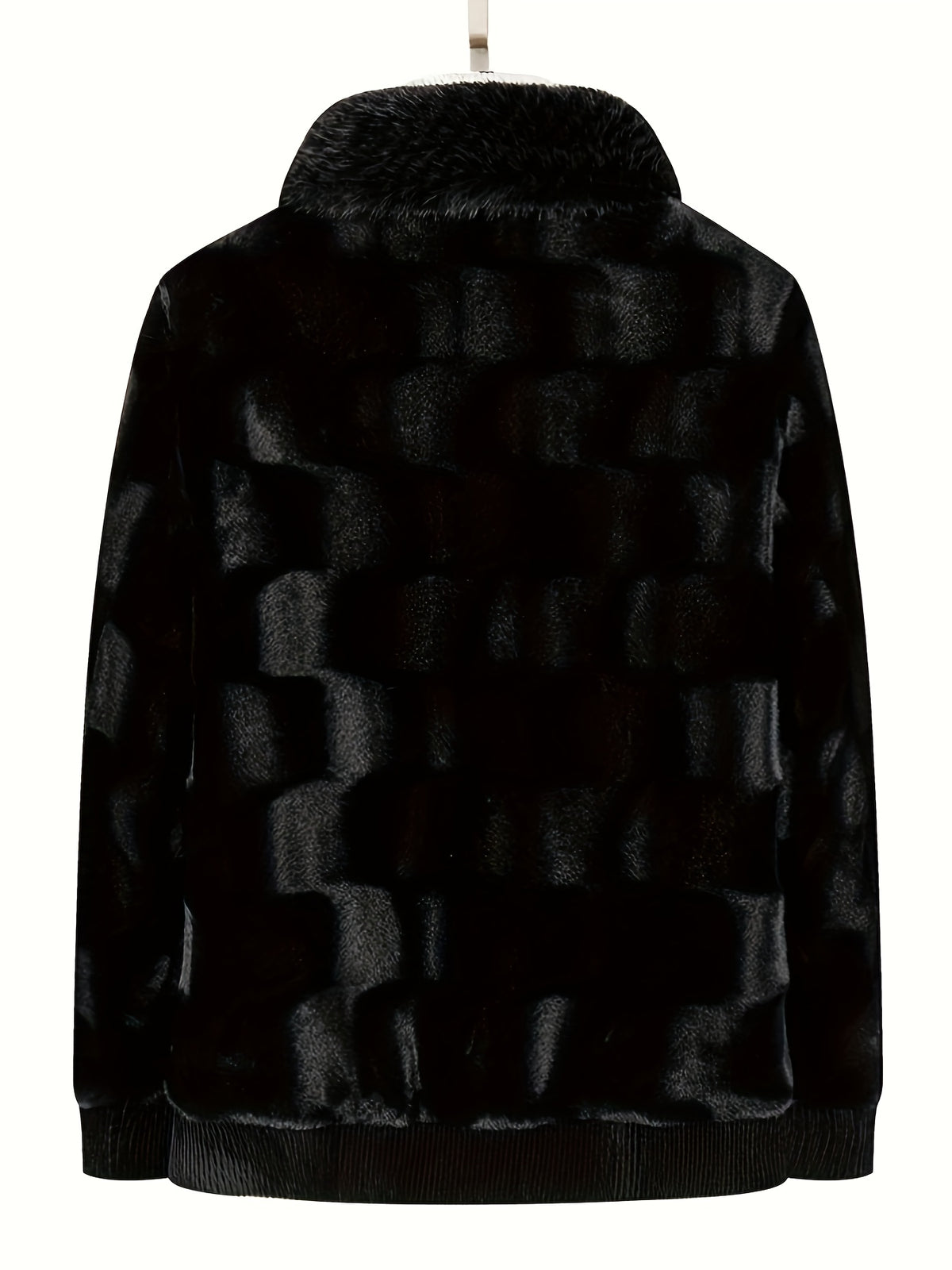 Men's Luxury Faux Mink Jacket - Stylish Lapel, Thick & Warm Winter Coat with Zip Closure