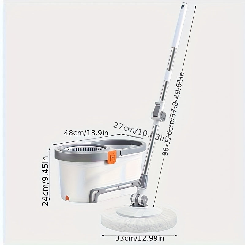 360° Rotating Mop and Bucket Set, Bathroom Mop Bucket, School Bathroom, 5 Microfiber Mop Replacement Heads, and Stainless Steel Adjustable Handle for Floor Cleaning, Bucket-Style Floor Cleaning System