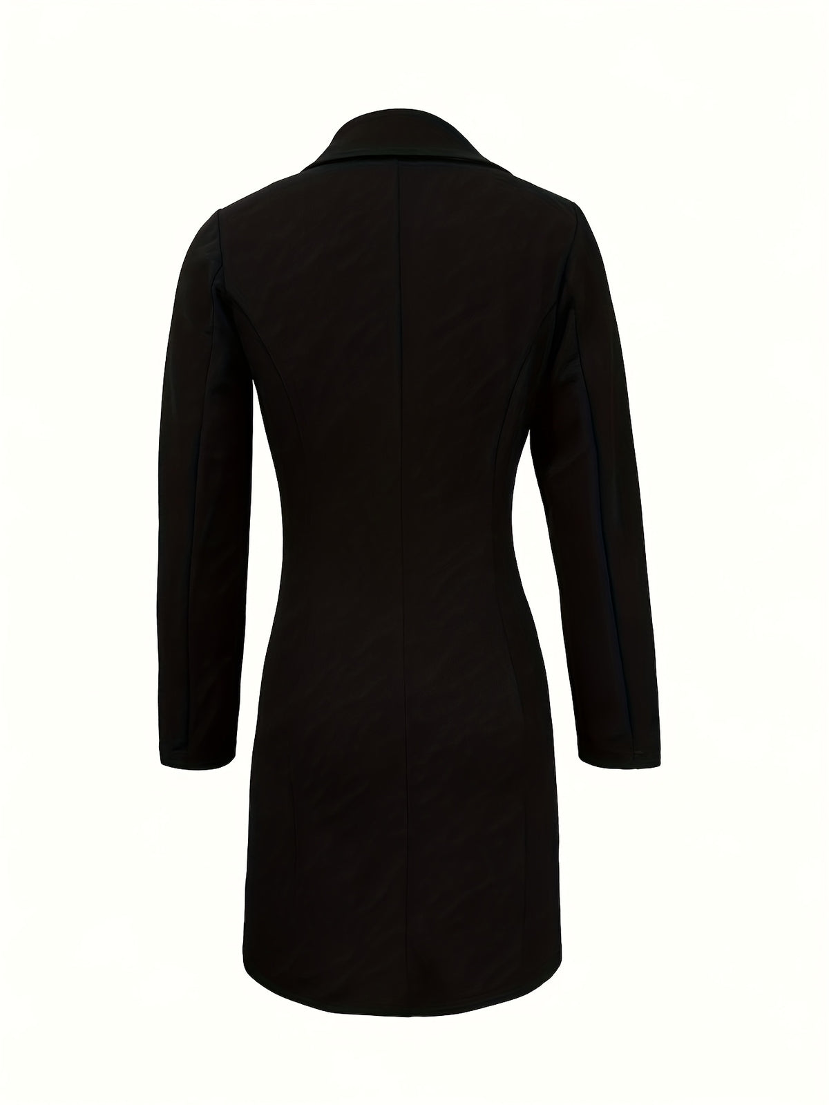 Elegant Black Double-Breasted Midi Dress with High Slit - Sleeveless, Ruched Design, Perfect for Spring/Summer/Fall, Adult Women'S Fashion, Formal Attire|Sleek Fitted Dress|Polyester Fabric