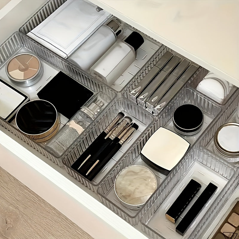 10pcs Transparent Plastic Storage Boxes with Built-in Drawer - Ideal for Makeup, Skincare, and Miscellaneous Organizing, Vanity Organizers|Sleek Finish|Clear Design, Makeup Organizers
