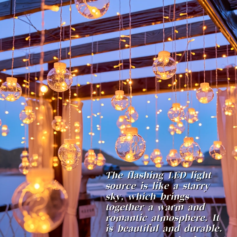 3.0 meter Fairy Light String with 108 LED Bulbs - 12 Clear Spherical Lights, Battery-Powered, No Plug Needed, Wall-Mounted, Perfect for Christmas, Valentine&Apos;S Day, Birthdays, And Indoor Holiday Decor, Indoor Holiday Decor | Classic Style | Metallic