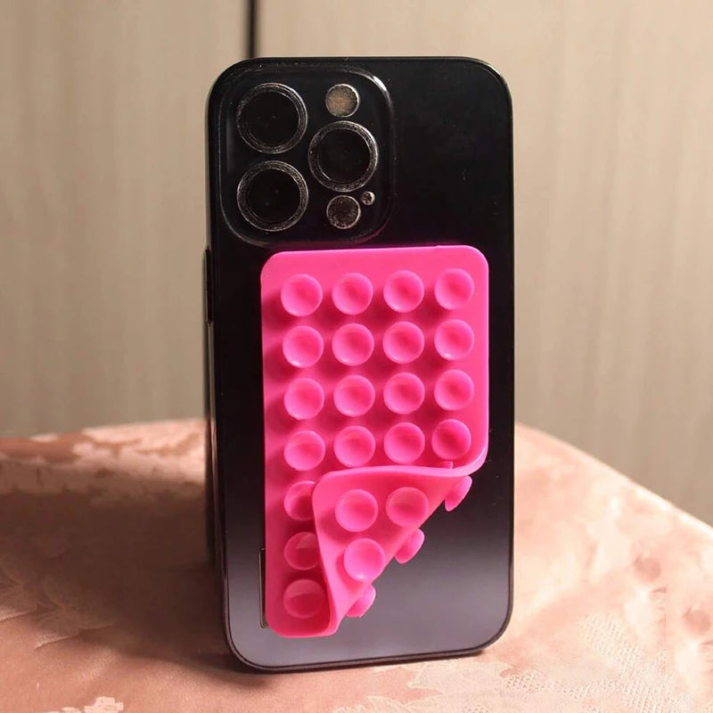 Silicone Suction Cup Phone Case Mount - Double-Sided Hands-Free Strong Holder for iPhone Android for Car Mirror Kitchen Bathroom