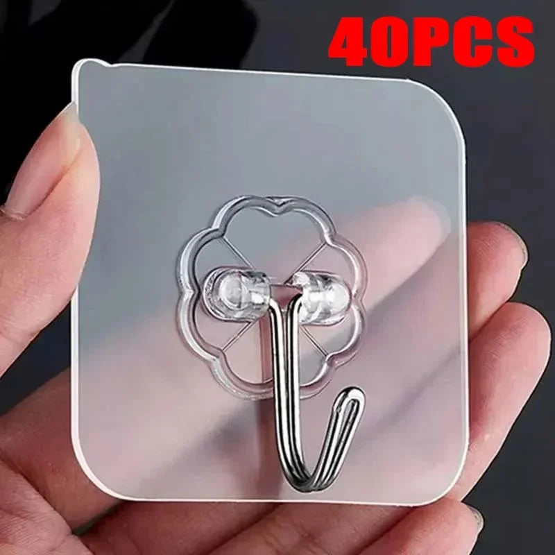 100PcsTransparent Self adhesive wall hooks Multi-Purpose Wall Hook Key Holder Towel Holder For Kitchen Bathroom Accessories