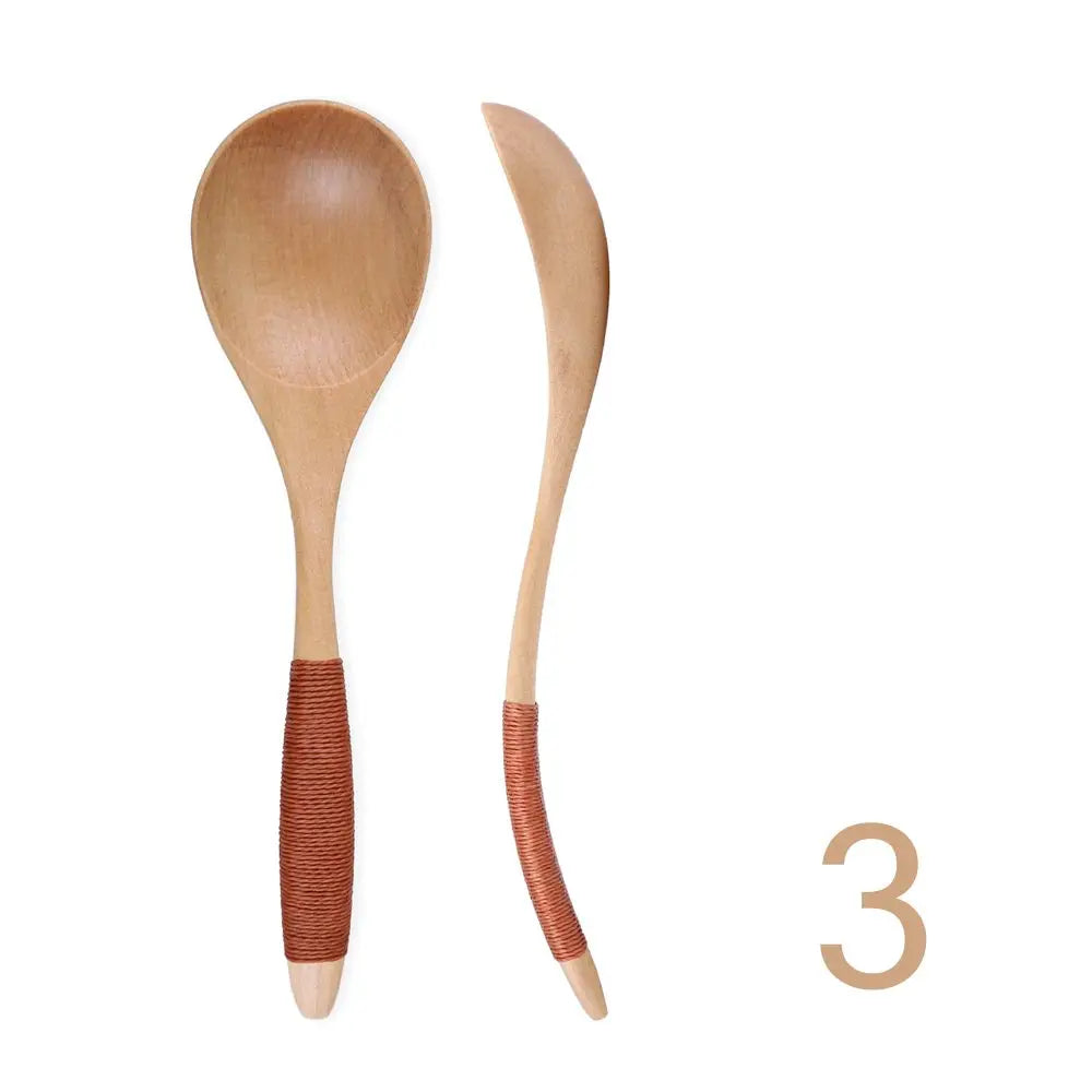 Coffee Dessert Catering Scoop Hand-made Wood Tableware Wooden Spoon Kitchen Tool Cooking Utensil Soup Spoon