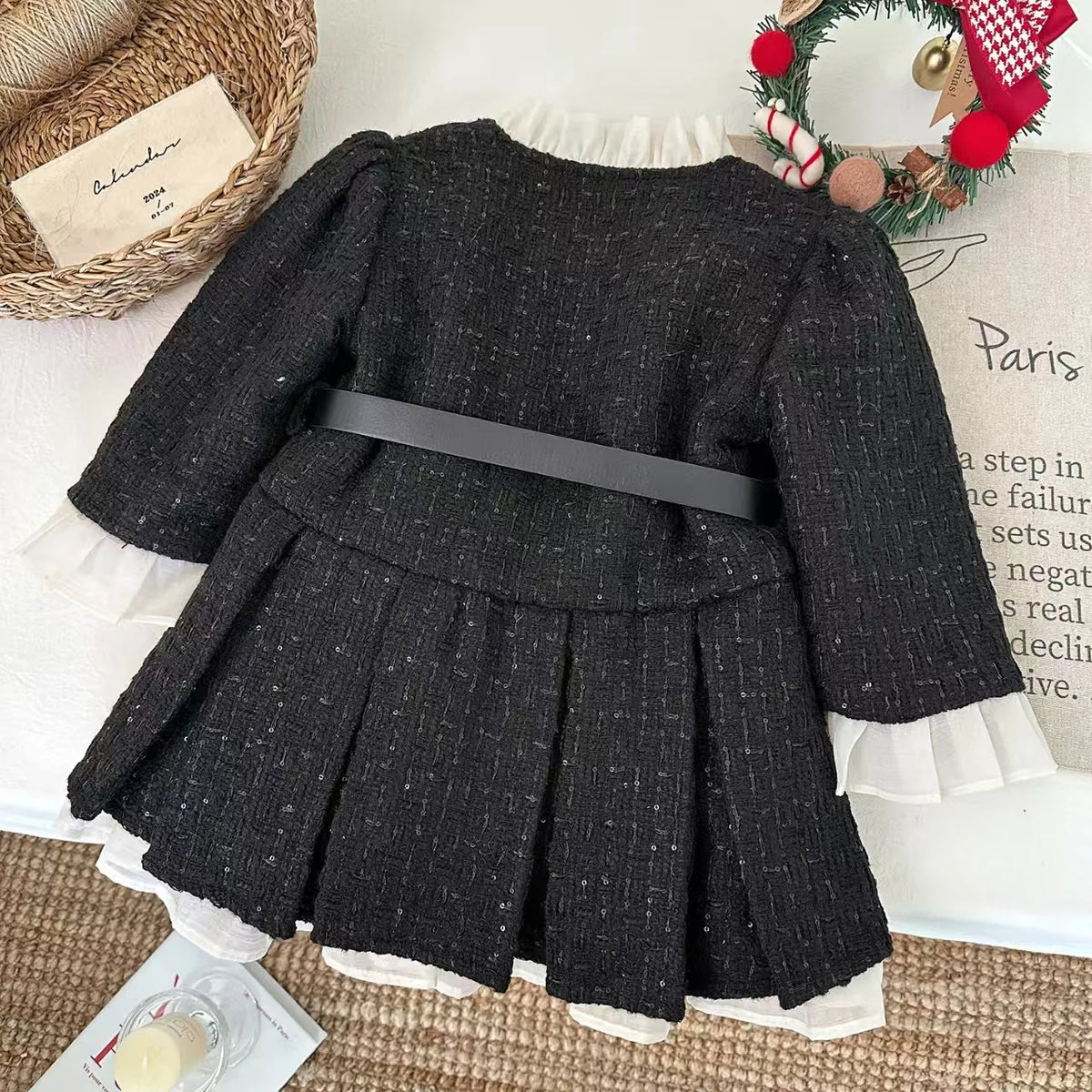 Girls Casual Dresses Pleated Dress with Fleece and Thickening Princess Dress for Girls 2 To 7 Years Kids Clothes for Girls