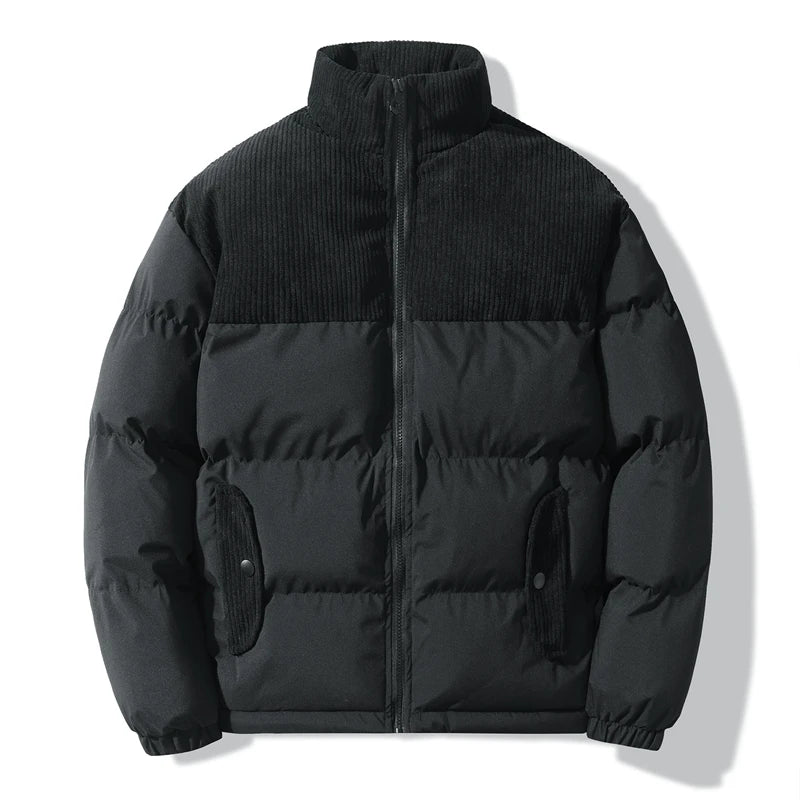 Autumn Winter Spliced Polar Fleece Solid Color Down Jacket High Quality Fabric Warm Comfortable Skin Lock Warm Men's Down Coats