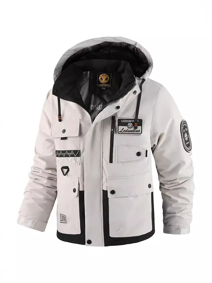 New men's thick padded jacket outdoor warm padded jacket winter men's large size hooded jacket waterproof