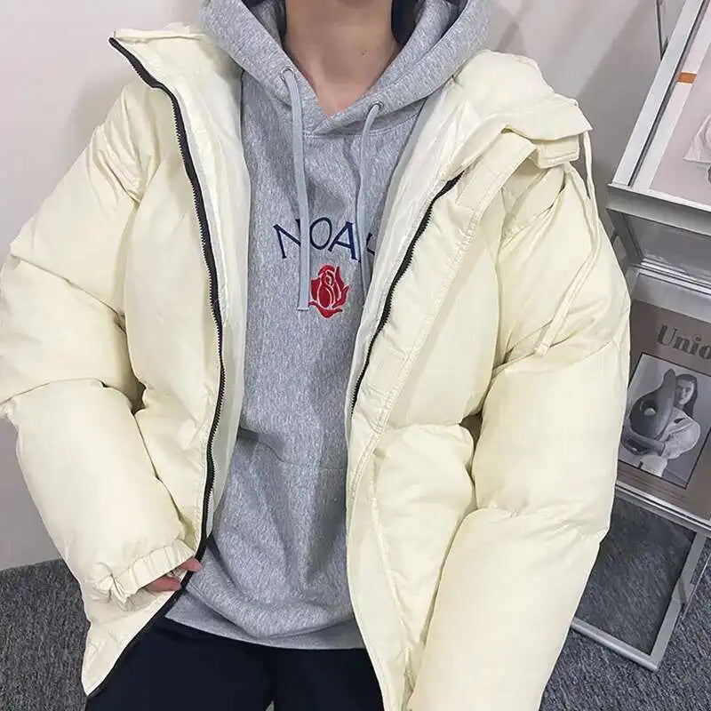 PFHQ Men Cotton Jacket High Street Trendy Winter Bread Coat 2024 Stand Collar Solid Color Long Sleeve Male Tops Casual 21Z7546