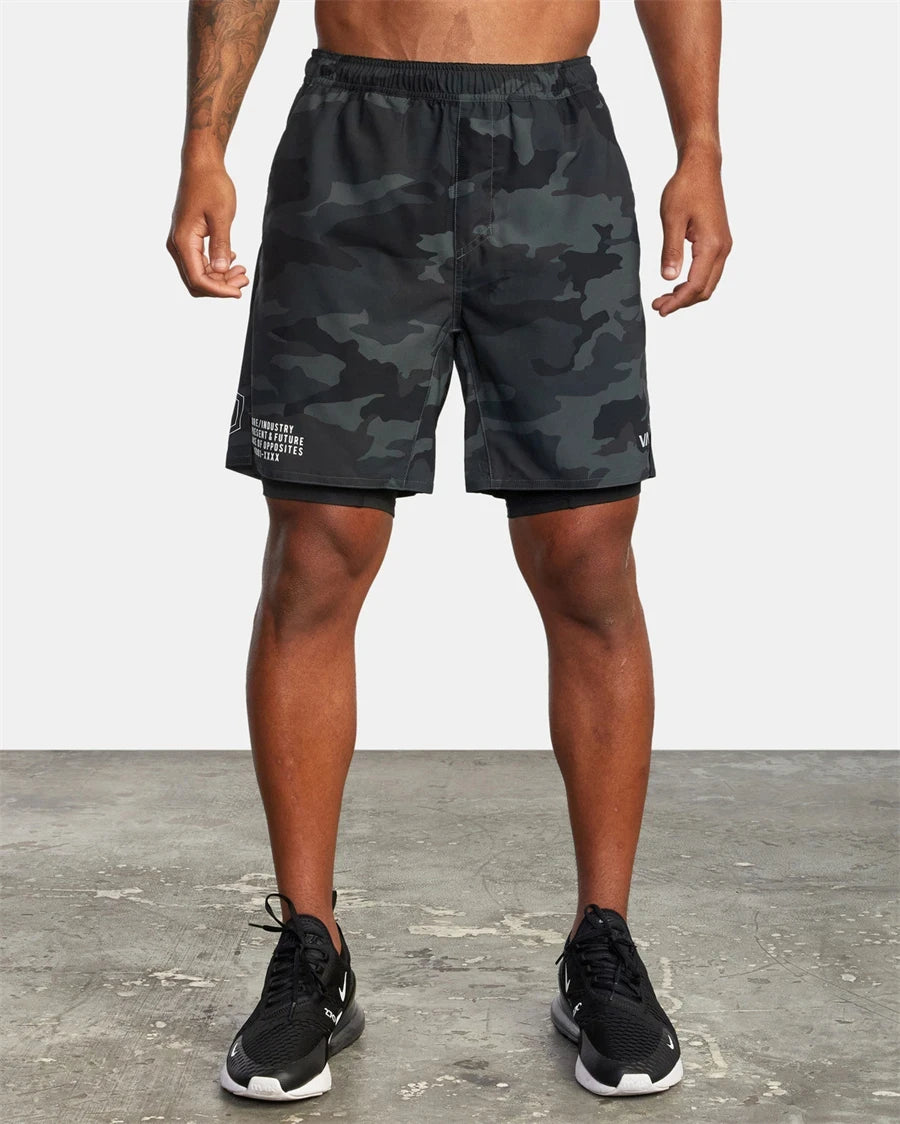 Fitness Shorts Men's Training Sports Jogging Fitness Woven Quick Dry New 2-in-1 Double-layer Sports Fitness Running Shorts