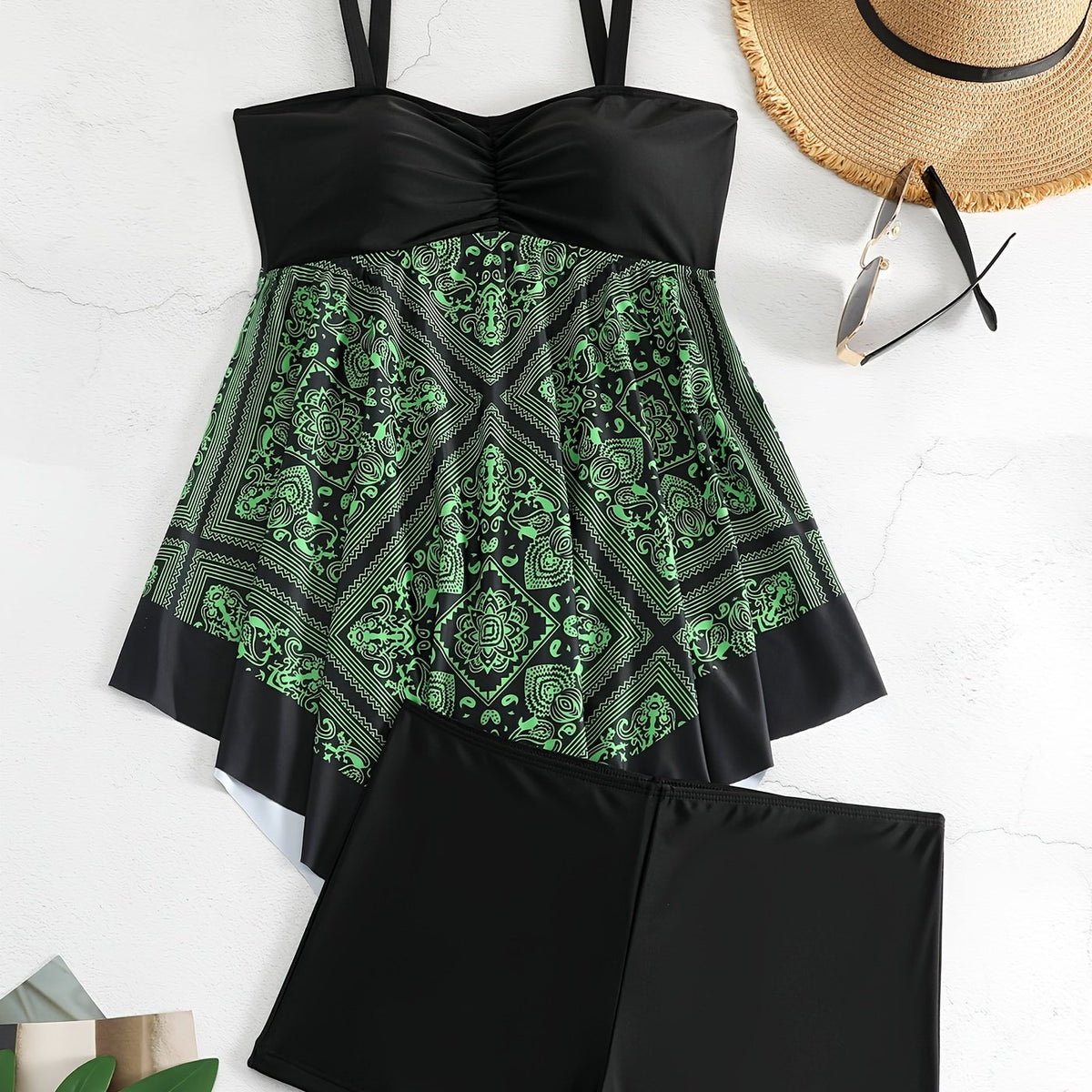 Plus Size Women's Printed One-Piece Swimsuit, Sexy Print Swimwear