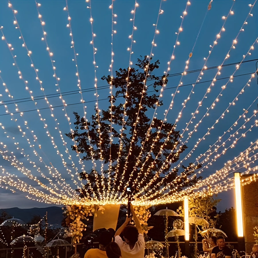 1pc Solar String Lights 72ft 22m 200LEDs 8 Lighting Modes Solar Powered Outdoor Lighting Christmas Fairy Lights for Xmas Tree Garden Homes Ambiance Wedding Lawn Party Decor, Holiday Decorations, Festive Ambiance, Ambient Lighting, Decorative Lighting, En