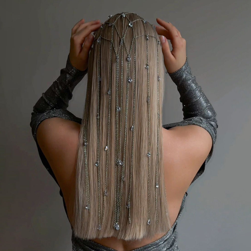 1pc Elegant Rhinestone Hair Band with Cascading Tassels & -Adorned Chains - Sparkling Princess Tiara Headpiece for Women, Formal Events, Prom, Weddings, Parties - Versatile Hair Accessory for Everyday or Special Occasions - Luxurious Rhinestone Hair Crow