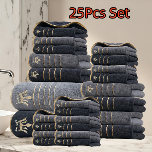 25pcs Ultra-Soft Coral Fleece Bath Towel Set, Microfiber Bathroom Set, 2pcs 70 x 140cmBath Towel, 6pcs 42 x 70cm Hand Towels, 17pcs 35 x 35cm Washcloths, Quick-Dry, Fast Absorbing, Lightweight, Perfect for Home, Hotel and Spa Use, Outdoor Gym & CampingTo