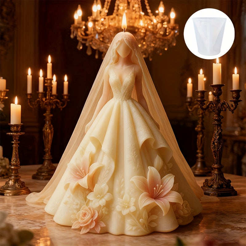 Wedding Dress Mold - Reusable Silicone/Resin/Candle Molds for DIY Wedding Gown Making, Bridal Cake Topper & Craft Decorations, Lifelike Wedding Party, Anniversary/Valentine’s Day Candles/Plaster Figurines (Easy Release