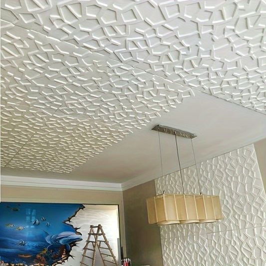 10/20/30/40/50/80/100pcs Self-Adhesive Waterproof 3D Wall Tile Stickers - Peel & Stick XPE Waterproofing Film, 3D Texture Peelable Wallpaper-like Panels (35.0x35.0cm) for Kitchen, Bathroom, Ceiling & Walls - Easy Clean, Cut-to-Fit Tiles