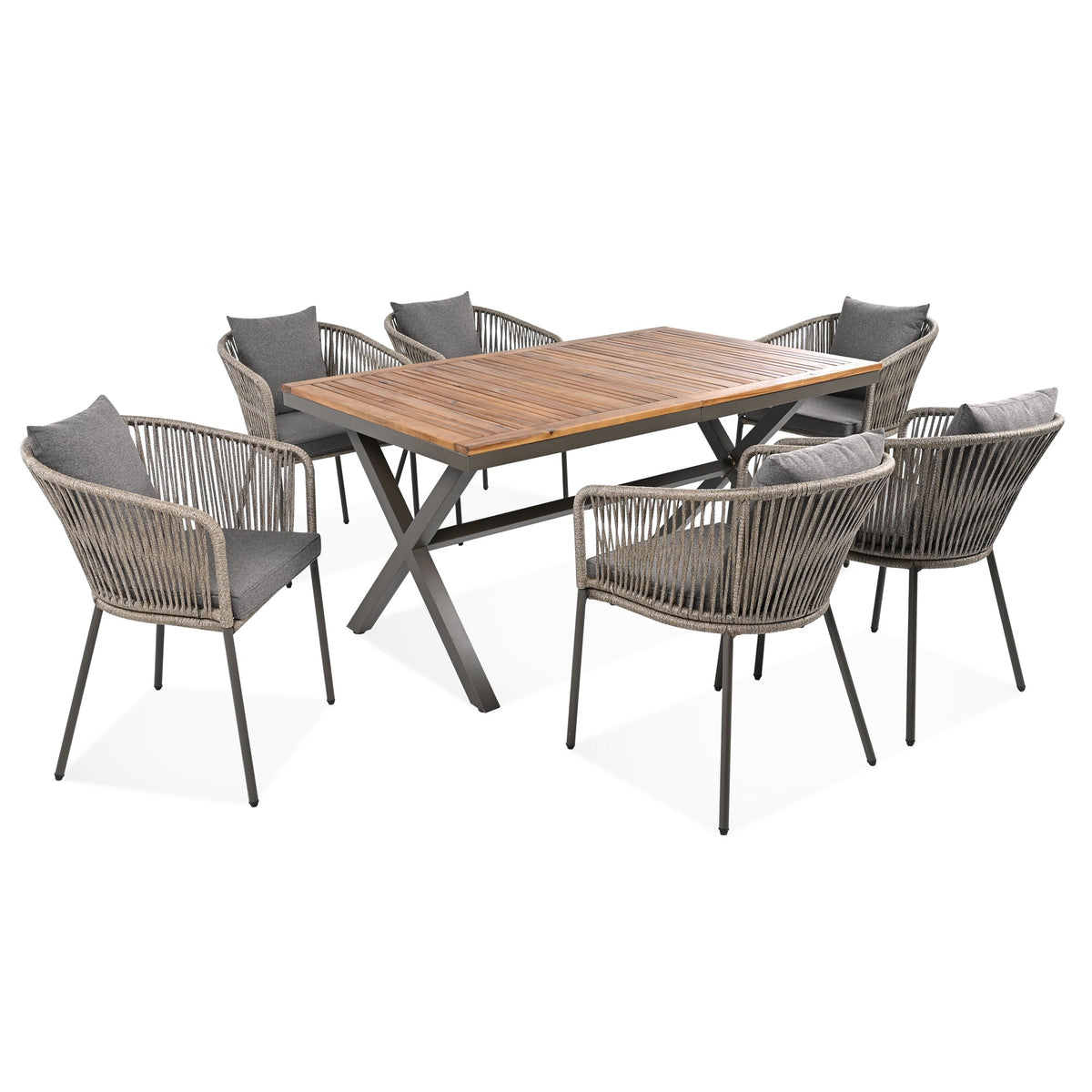 7 Pieces Patio Dining Set, All-Weather Outdoor Furniture Set with