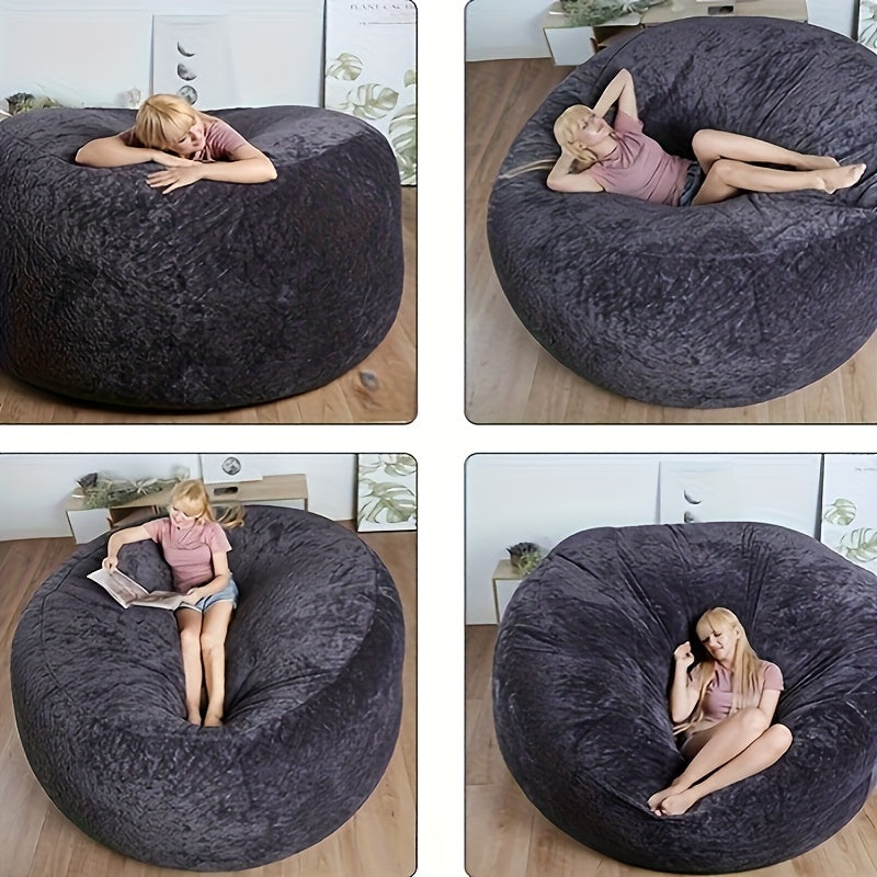 2-Color Options Lazy Sofa for Single/Double Use, Bedroom/Study/Lounge/Tatami/Cinema Comfortable Sofa with Removable and Washable Cover. Note: Filling Not Included, Space-Saving Design, Easy Assembly, Washable Fabric, Apartment Furniture for Small