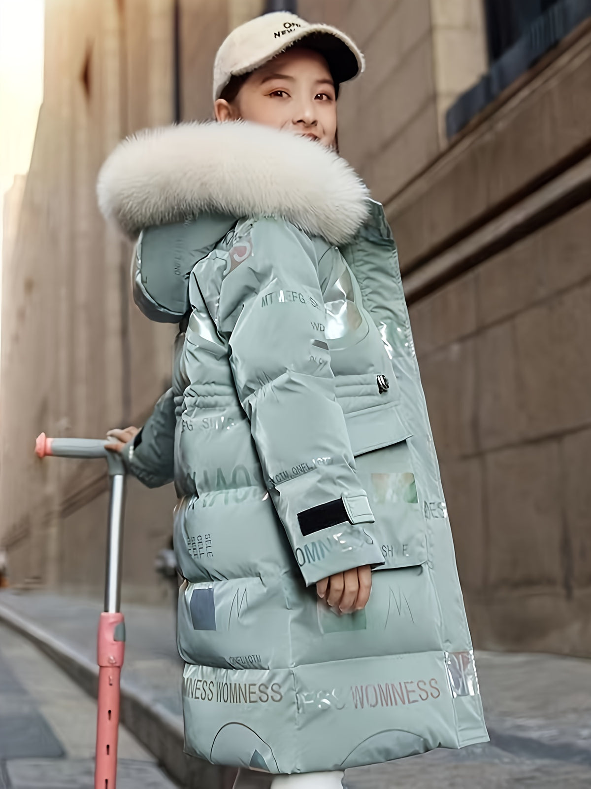 Girls' Winter Warm Hooded Coat with Fleece Lining - Oversized Loose Fit Long Jacket, Pink Plaid & Heart Cutouts, Thick Insulated Outerwear for School & Casual Attire, Easy-Care -Filled (Hand Wash/Dry Clean) - Ideal for Cold Weather & Layering (Girls 6-12