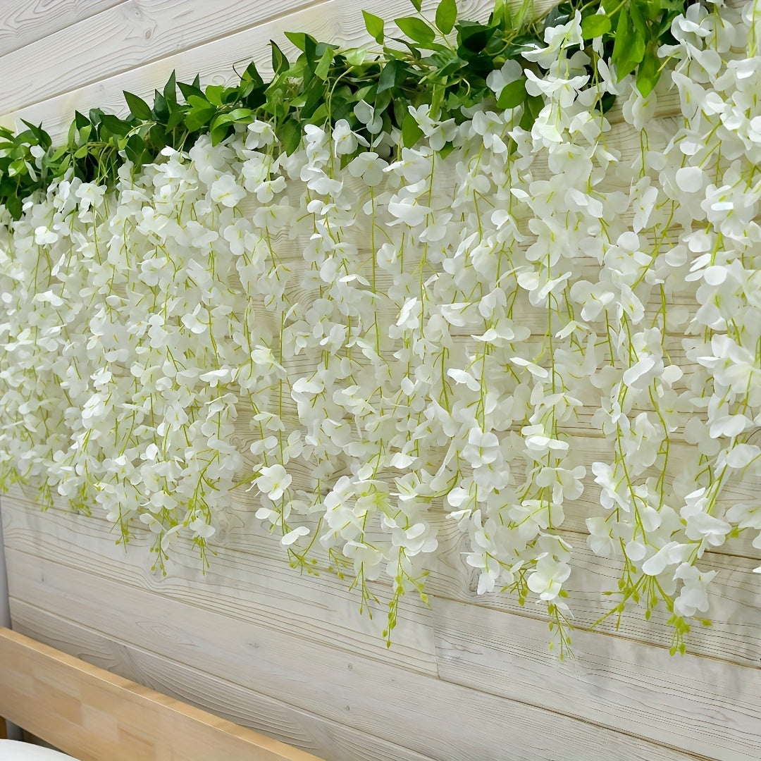 35 Bundles of Premium Artificial Wisteria Hanging Flowers - Stunning White Waterfall Vines, Perfect for Wedding, Garden Decorations - Ideal for Bridal Season, Christmas & Valentine'S Day Parties, Halloween, Thanksgiving, Artificial Flower For Decoration