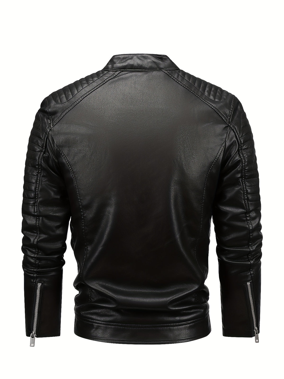 Men's Casual PU Leather Jacket, Warm Thick Retro Fleece Lined Biker Jacket For Fall Winter, Gift