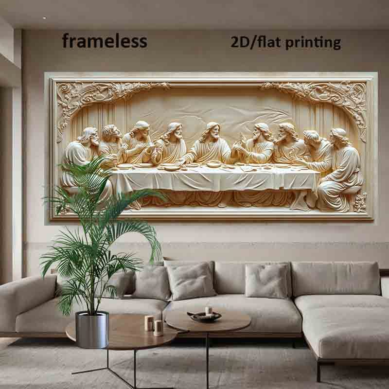 1pc Large Frameless Modern The Last Supper by Leonardo da Vinci Canvas Poster - Iconic 39.37"x78.74" (100x200cm) Wall Art Reproduction for, Office, Church Decor - Easy-to-Hang Da Vinci Print
