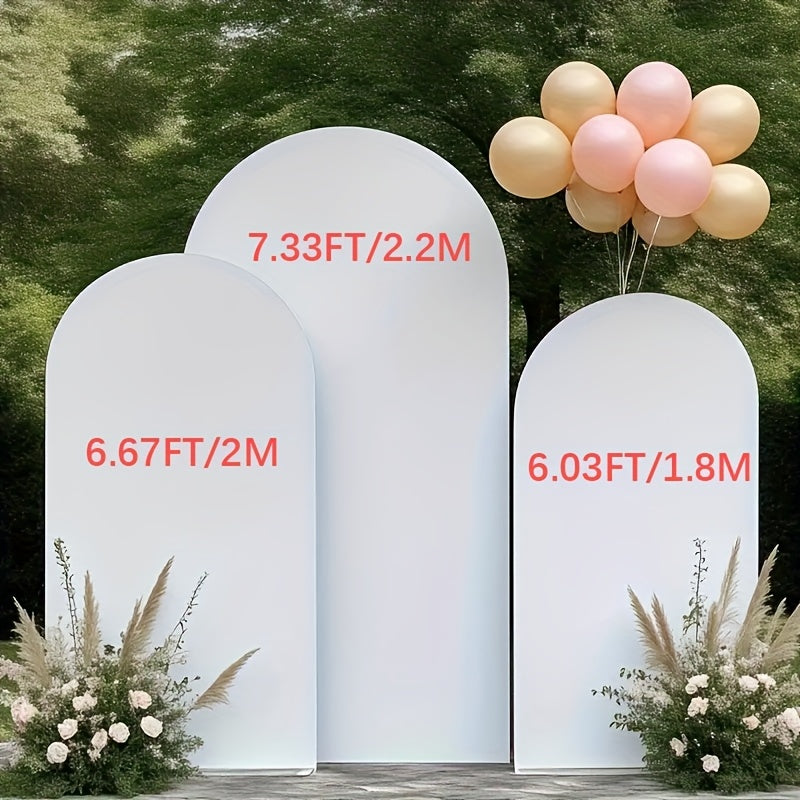 White Wedding Arch Set, Set of 2, Stretchy Fabric, Stretchable Tin Cloth on Both Sides, Suitable for Wedding, Bridal Shower Party, Birthday Celebration, Anniversary, Christmas, Halloween