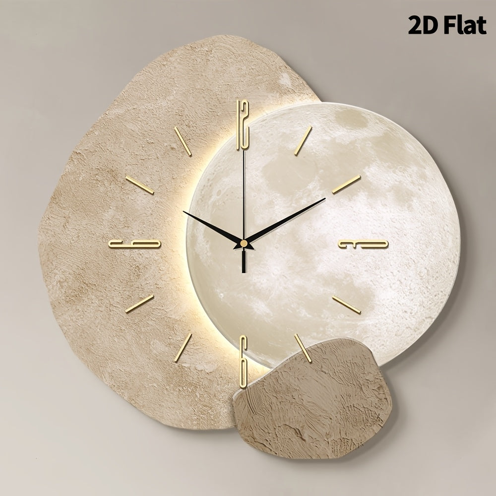 1pc Modern Minimalist Large Face Wall Clock - Beige & Golden Hands, Super Silent Quartz Movement, No Ticking, Irregular Round/Rectangular Design, Beige & Golden Beige Face with Black Hands, Flat Profile for Living Room, Bedroom, Kitchen, Coffee Bar - Eas