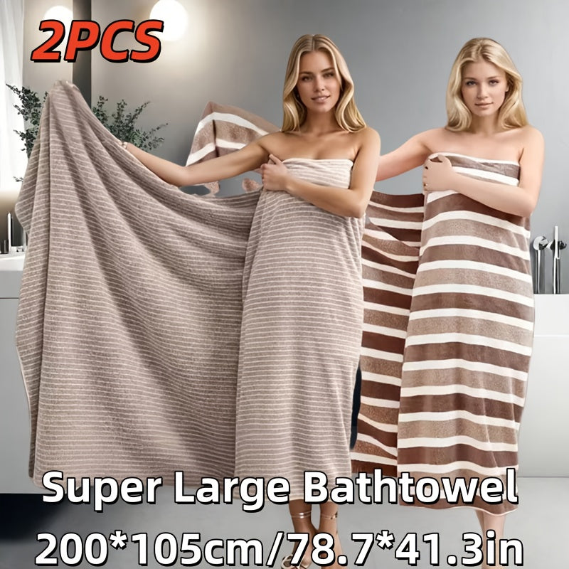 2pcs Extra Large Bath Towels, 78.74x41.34 Inches (200cm x 105cm) - Soft, Absorbent, 80% Polyester 20% Nylon, Quick-Dry Microfiber, Perfect for Home, Beach & Outdoor Use | Ideal Holiday Gift | Space-Themed Decorative Beach Towels | Microfiber Towels, Wash