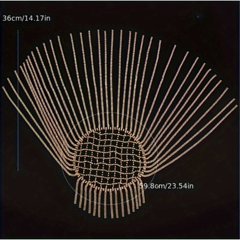 Sparkling Rhinestone-Encrusted Mesh Tassel Head Chain - Versatile, Trendy Hair Accessory for Brides & Special Occasions