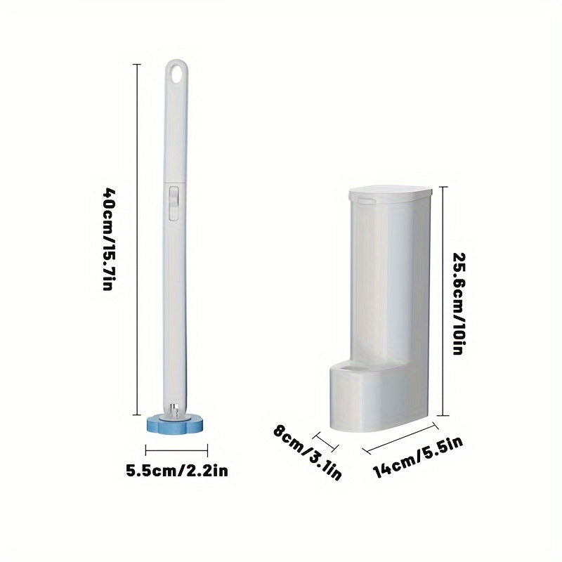 VEHHE Disposable Toilet Brush with 12 Replacement Heads and Holder, Plastic Bathroom Cleaning Set with Soft Bristles, No-Dead-Angle, Base Included, Hangable Design, for Efficient Decontamination