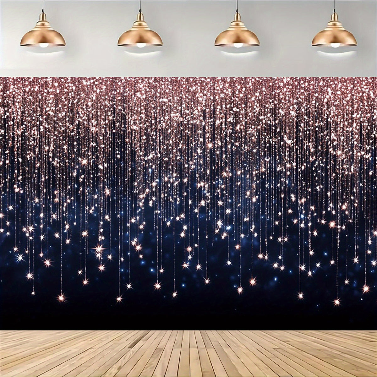 1pc Elegant Bohemian Background Curtain with Faux Feather Design - Perfect for Birthday Parties, Anniversaries, And Other Occasions | No Power Required, Polyester Party Banner, Zx, Glitter Curtain, Black And Pink Backdrop, Backdrop, Photo Tapestry