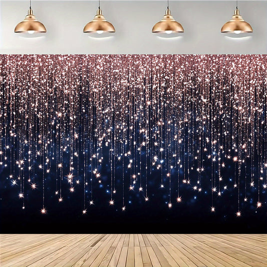 1pc Elegant Bohemian Background Curtain with Faux Feather Design - Perfect for Birthday Parties, Anniversaries, And Other Occasions | No Power Required, Polyester Party Banner, Zx, Glitter Curtain, Black And Pink Backdrop, Backdrop, Photo Tapestry