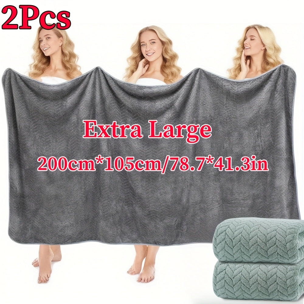 2pcs Extra Large Bath Sheets Set 200Cm*105Cm/78.7*41.3In, Extra Large Bath Towel, Microfiber Material, Soft And Comfortable with Good Absorbency, Suitable for Bathroom Shower, Hotel, Camping Blanket, Sauna, Multi-Color Optional, Wash Cloths