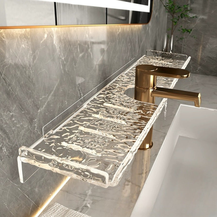 Space-Saving Acrylic Bathroom Storage Rack - Wall Mounted, No Drilling Required, Ideal for Toiletries & Accessories