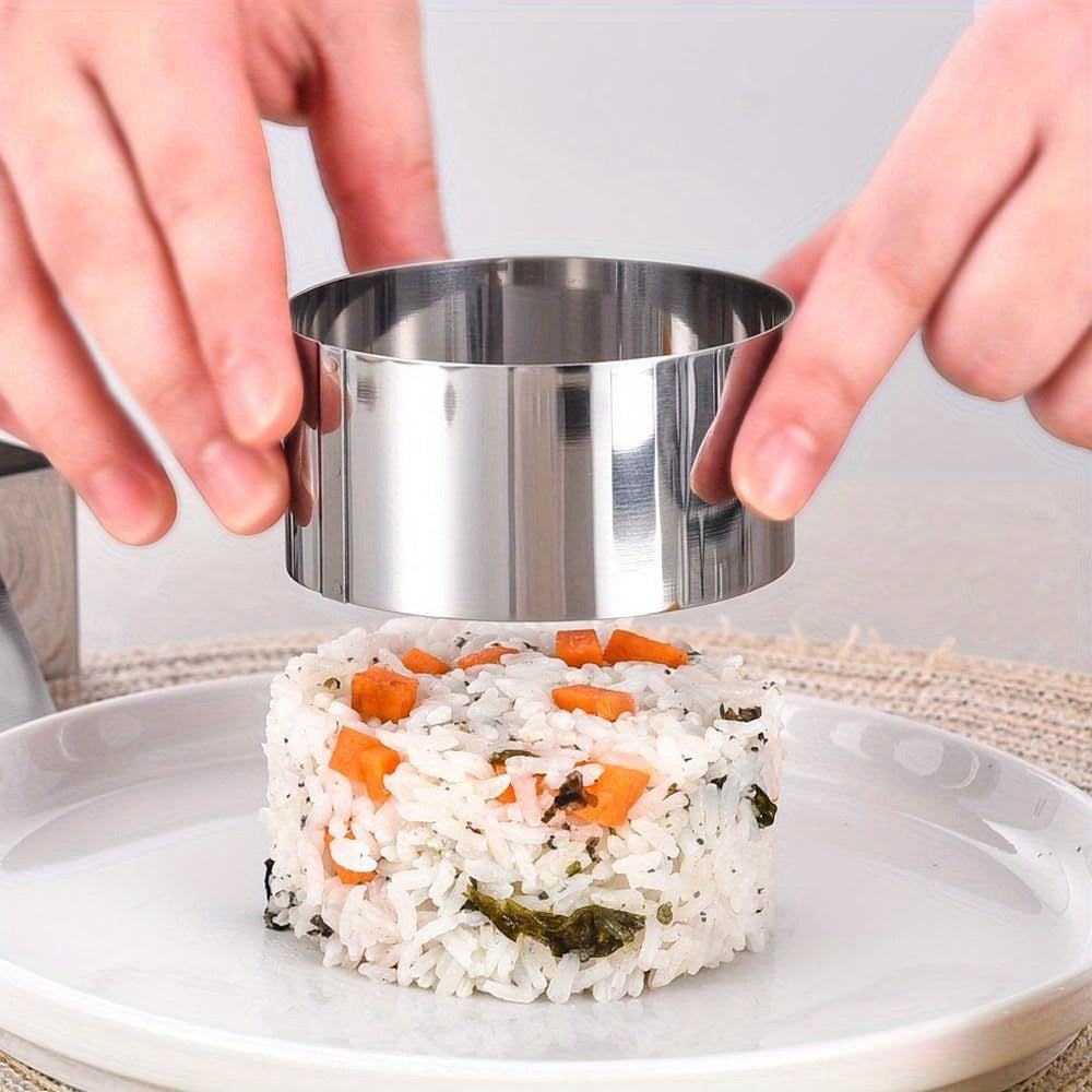 Round Cake Ring Mold Stainless Steel 8.0 cm Food Ring Molds with Pushers Cooking Pastry Rings, Tuna Tartare Mold for Dessert Baking (6 Rings and 6 Pushers)