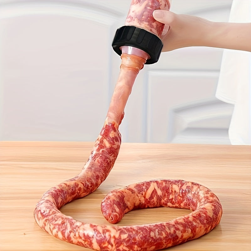 1pc Large Capacity 3-Nozzle Manual Sausage Stuffer - Easy-to-Use Handheld Sausage Pump for Kitchen, Food-Safe Plastic, Ideal for Making Various Sausages, Durable Plastic Construction, Sausage Making Equipment|Modern Kitchen Tool|Durable Plastic