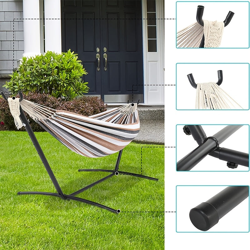 Outdoor Double Hammock with Stand, Steel Frame Supports Up to 204.12kg, Easy Setup, Suitable for Travel, Vacation, Beach, Patio, Garden | Large Hammock | Christmas Gift, Hanging Hammock, Hammock Frame/support, Hammock Stand, Camping, Garden Hammock, Outd