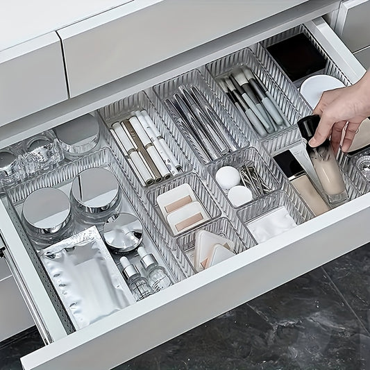 10pcs Transparent Plastic Storage Boxes with Built-in Drawer - Ideal for Makeup, Skincare, and Miscellaneous Organizing, Vanity Organizers|Sleek Finish|Clear Design, Makeup Organizers