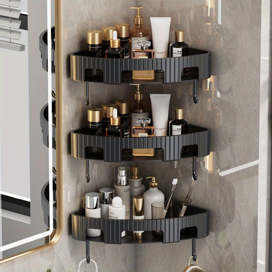 2/4 Pack Corner Shower Caddy, Adhesive Wall Mounted Organizer with No Drilling Required, Rustproof Bathroom Shelves with Large Capacity And Hooks for Shampoo, Conditioner, And Body Wash, Dorm Room Essential.