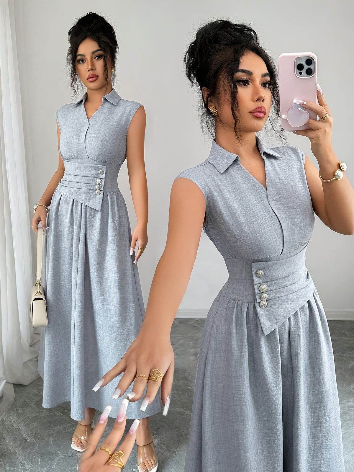 Women'S Dress A Long Dress, Matching Texture, Slim Waist, Suitable for Spring, Summer And Autumn Commuting And Going Out Elegant Party Women'S Clothing Women'S Summer Dress Casual Elegant Women'S Clothing Women'S Summer Clothing Elegant Women'S Dres
