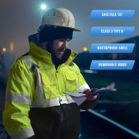 High-Visibility Reflective Safety Jackets - ANSI/ISEA Certified for Unisex Use - All-Weather Protection, Ensuring Your Safety Day and Night - Perfect for Men and Women!