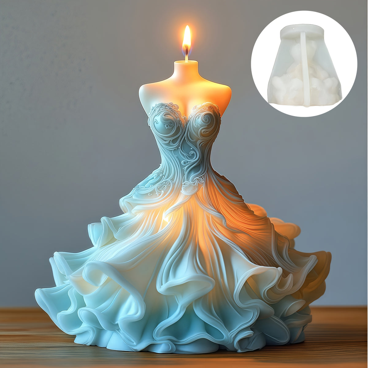 Elegant Wedding Dress Silicone Mold for Candles - Bride-Inspired Long Gown Design, Perfect for Wedding Decor, Resin & Silicone Crafting, Ideal Gift for Brides and Grooms, Wedding Decorations