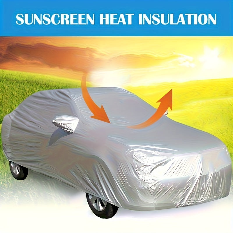 Universal Waterproof Car Cover - UV Protection, Rainproof/Dustproof/Snowproof | High-Temp Resistant PEVA Material, All-Season Vehicle Protection, Silvery Durable Car Accessory, Car Covers Heavy Duty Uv Waterproof, Car Cover Waterproof All Weather Suv, Ca