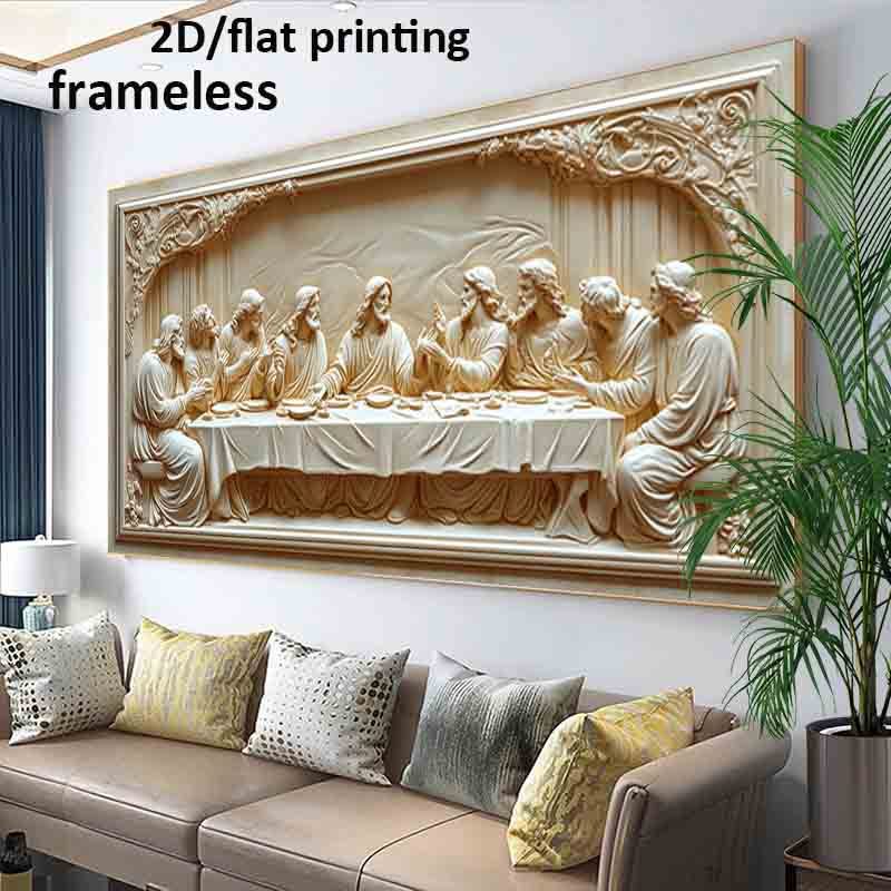 1pc Large Frameless Modern The Last Supper by Leonardo da Vinci Canvas Poster - Iconic 39.37"x78.74" (100x200cm) Wall Art Reproduction for, Office, Church Decor - Easy-to-Hang Da Vinci Print